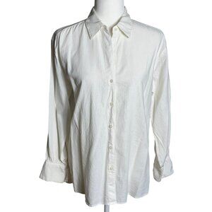 Banana Republic Blouse Ivory Linen Blend Button Up Relaxed Layer Preppy Women XS